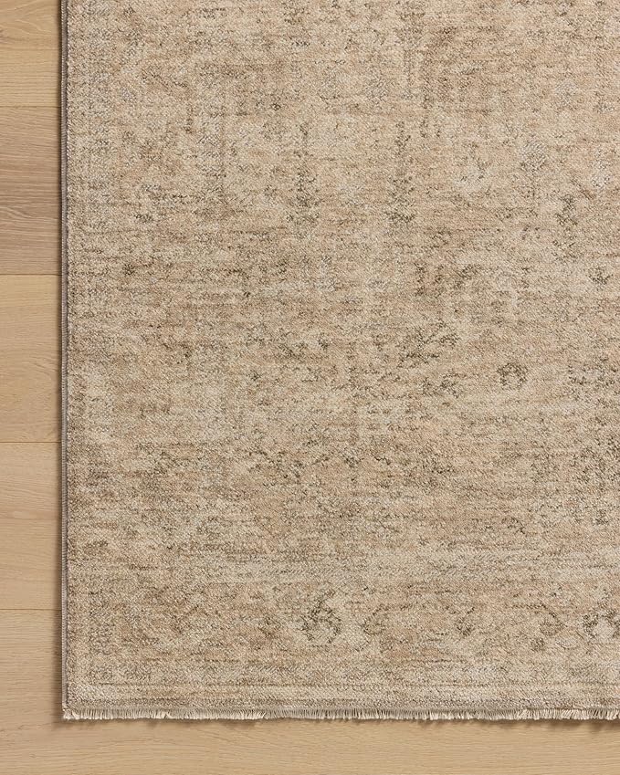 Loloi Magnolia Home by Joanna Gaines Junie Collection JUE-02 Oatmeal/Smoke 9'-6" x 9'-6", .38" Pile Height, Round Area Rug