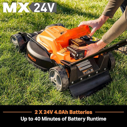 LawnMaster CLMF4819X 19-inch Brushless Cordless Lawn Mower with 2X24V MAX 4.0Ah Battery and a Dual Charger 6 Cutting Position