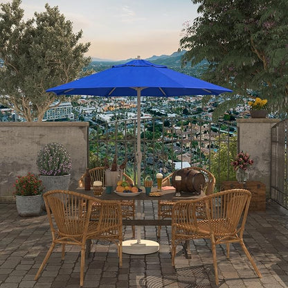 California Umbrella 7.5' Rd Aluminum Patio Umbrella, Crank Lift, Auto Tilt, White Finish