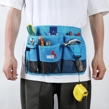 UNCO- Adjustable Gardening Belt, Blue, 5 Pockets, Wear, Cut and Water Resistant, Garden Tool Belt Pouch, Waist Apron with Pockets