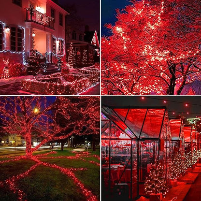 Joomer Solar Fairy Lights, 2-Pack Total 80FT 240LED Solar String Lights Outdoor Waterproof 8 Lighting Modes for Fence Party Garden Patio Yard Home Holiday Tree Outdoor Decoration (Red)