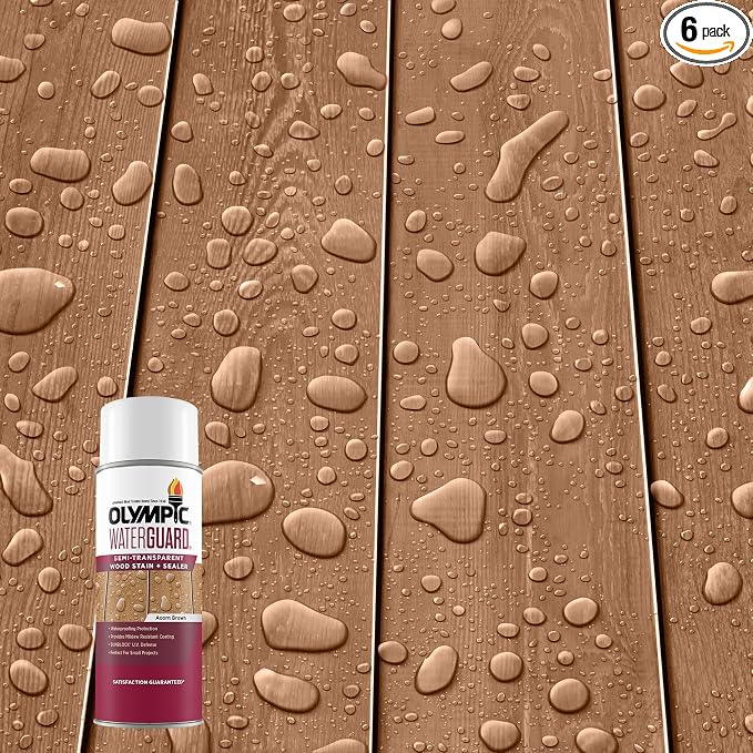 Olympic WaterGuard 11.75 oz. Acorn Brown Semi-Transparent Exterior Wood Stain Plus Sealer (Pack of 6)