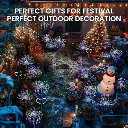 PEVOROS Garden Decor Solar Lights Outdoor,120LED Waterproof Colorful Solar Fairy Garden Lights for Outdoor Decoration,Yard, Patio, Porch,Flower Pot,Pathway, for 4th of July(4Pack)