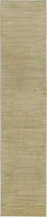 Nourison Home Essentials Indoor/Outdoor Green Gold 2' x 6' Area Rug, Easy Cleaning, Non Shedding, Bed Room, Living Room, Dining Room, Backyard, Deck, Patio (2x6)