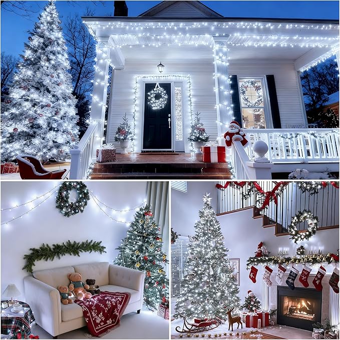[4 Pack] Solar Christmas Lights Outdoor, 480 LED 157FT Solar Twinkle Light Outdoor with 8 Modes & Memory Function, Waterproof Chrismas Lights for Xmas Tree Party Decorations