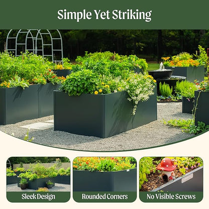 Vego garden Raised Garden Bed, 17" Tall 27" x 53" Heavy Long and Large Metal Planter Box for Trees Plants Flowers Double-Walled Modern Steel Planters for Commercial Residential, Patio, Midnight Blue