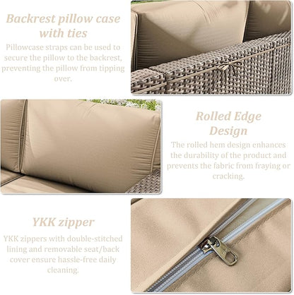 14 Pcs Outdoor Cushion Slipcovers Outdoor Patio Cushion Covers Replacement Waterproof with Zipper for Outdoor Furniture, Patio Sofa Couch 3 Sizes, Covers Only