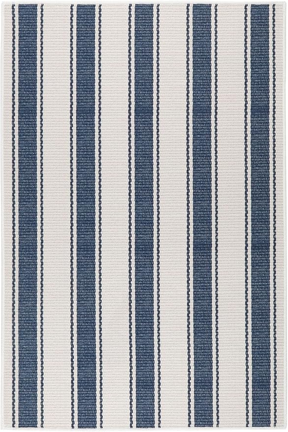 Dash & Albert Awning Stripe Blue Machine Washable Rug, 8.5 X 11.5 Feet, Blue Stripe Pattern