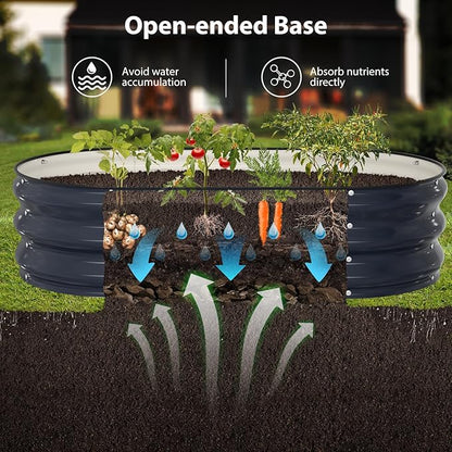 Winpull Raised Garden Bed Kit, 4x2x1 ft Galvanized Planter Box Outdoor with Safety Edging, Large Metal Raised Beds for Gardening Vegetables Flower Herb (Navy Blue)