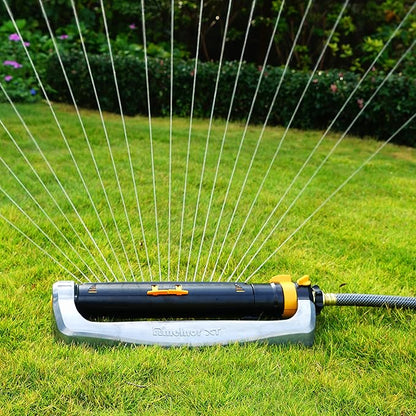 Melnor 65154AMZ XT Turbo Oscillating Sprinkler, Metal Base, 4,500 sq. ft., Quick Connect Bundle, 3-Way Adjustable, Black, Yellow
