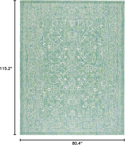 SAFAVIEH Courtyard Collection 6'7" x 9'6" Green/Ivory CY8680 Indoor/ Outside Waterproof Easy cleansingPatio Backyard Mudroom Area Mat