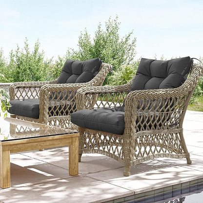 Patio Seat&Back Chair Cushions for Outdoor Furniture，Comfortable Cushions for Rocking/Dining/Lawn Chair-Set of 2