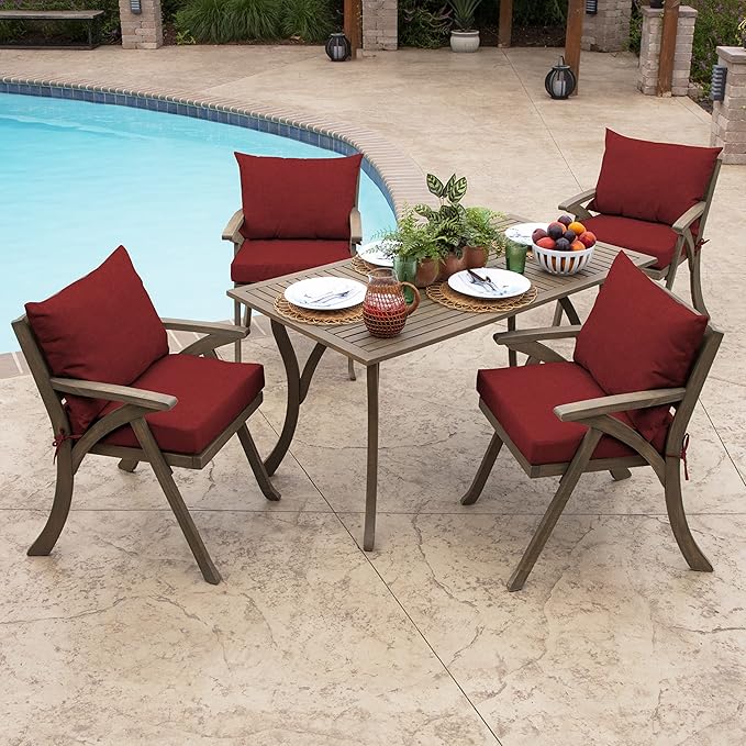Arden Deep Seat Pillow Back Cushion, 23 x 17, Outdoor/Indoor Replacement Back Cushion, Plush Support, Fade-Resistant, Rain-Proof Patio Furniture Cushion, Ruby Red Leala