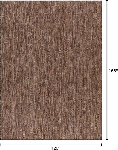 Washable Indoor Outdoor Rug 10x14 Weather Resistant Area Rugs Modern Solid for Porch Deck Balcony Backyard Patio Outside Carpet (10 X 14 Gold Brown)