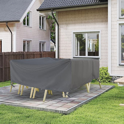 Outdoor Furniture Covers, Rectangular patio table cover, Waterproof for Outdoor patio set cover, Dining table cover, 86"W x 47"D x 31"H Grey