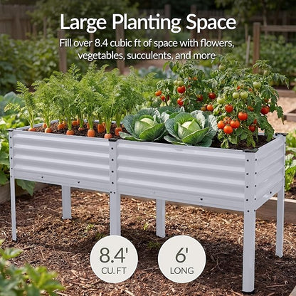 Best Choice Products 72x24x30in Non Toxic Galvanized Raised Garden Bed, Metal Elevated Planter Box, Vegetable Garden, 100% Non Toxic Materials - Moonlight Gray