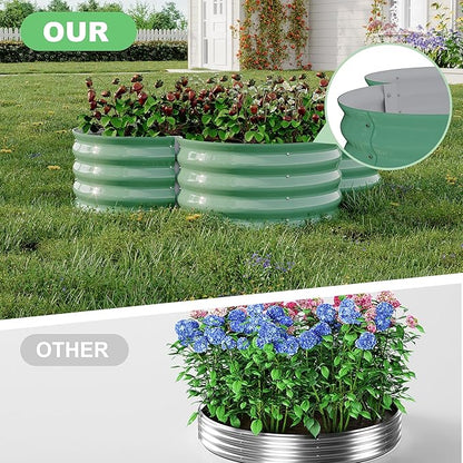 2 Pack Galvanized Raised Garden Bed – 4x4x1 ft Raised Beds-Coated Metal Planter Box with Floral Edge, Easy Assembly Rust-Resistant Outdoor/Indoor Garden Box for Vegetables, Flowers, Herbs, Green
