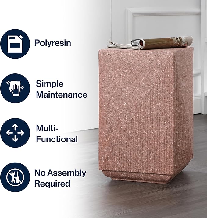 JONATHAN Y TBL1104C Adrian 20.75" Contemporary Minimalist Square Indoor/Outdoor Accent Table Modern, Mid-Century, Art Deco, Contemporary, Patio, Garden, Bathroom, Living Room, Pink Terrazzo Finish