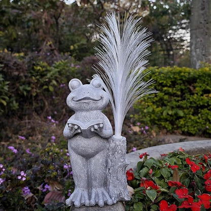 Frog Statue Solar Garden Decor,Resin Frog Statues and Colour Changing Optical Fiber Solar Lights,Outdoor Decoration for Balcony, Garden, Patio, Yard, Lawn,Gifts for Mom Grandma