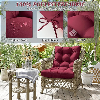 Patio Seat&Back Chair Cushions for Outdoor Furniture，Comfortable Cushions for Rocking/Dining/Lawn Chair-Set of 4