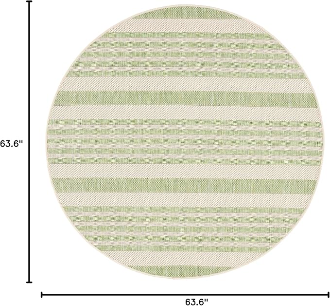 SAFAVIEH Washable Rug Outdoor Courtyard Collection - 5'3" Round, Beige & Sweet Pea, Non-Shedding & Easy Cleaning, Ideal for Patio, Backyard, Mudroom (CY6062-218)