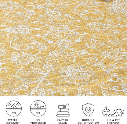 SAFAVIEH Washable Rug Outdoor Courtyard Collection - 2' x 3'7", Gold & Ivory, Non-Shedding & Easy Cleaning, Ideal for Patio, Front Door, Entryway, Doormat (CY8680-56021)