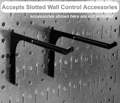 Wall Control 4 ft Metal Pegboard Standard Tool Storage Kit with Yellow Toolboard and Black Accessories