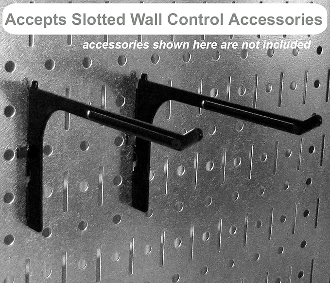 Wall Control 4 ft Metal Pegboard Standard Tool Storage Kit with Orange Toolboard and Black Accessories