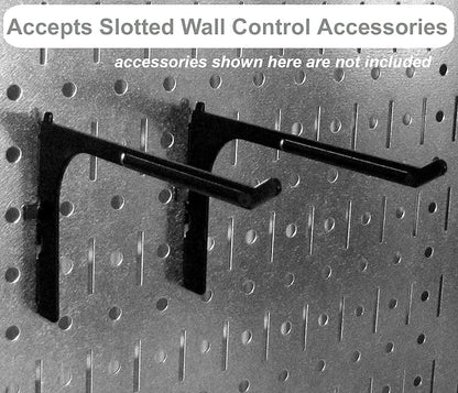 Wall Control 4 ft Metal Pegboard Standard Tool Storage Kit with Orange Toolboard and Black Accessories
