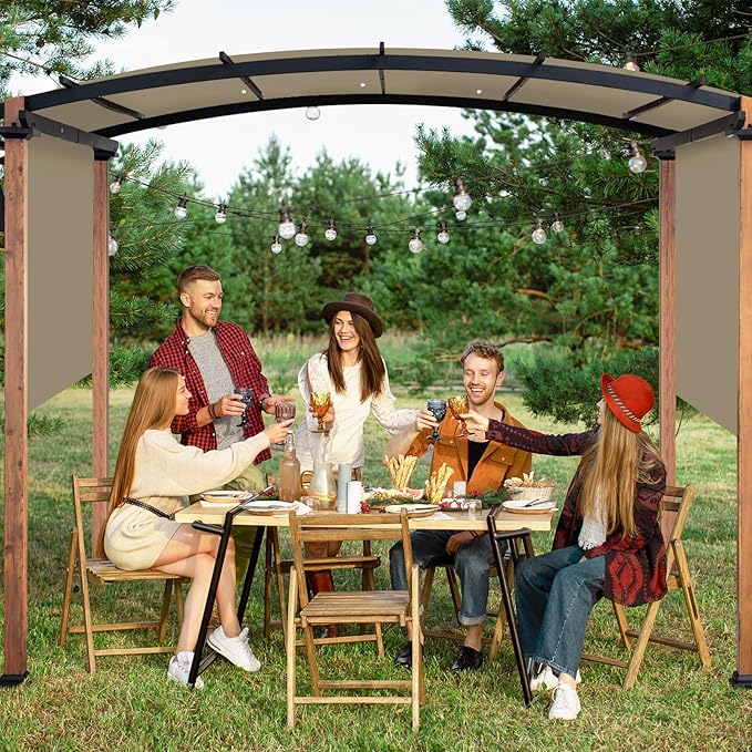 Universal Canopy Cover Replacement for 17x6.8 Ft Outdoor Pergola Structure, Garden Pergola Shade for Gazebo Patio Porch Balcony, Outdoor Waterproof Pergola Canopy Top(Cover Only) (Khaki)