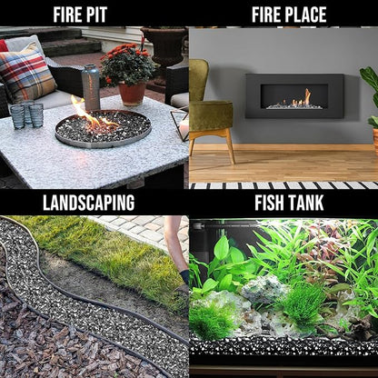 Skyflame 10-Pound Fire Glass for Fireplace Fire Pit and Landscaping, Onyx Black Reflective, 1/4-Inch