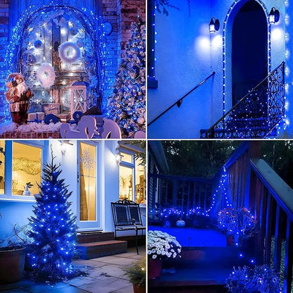 Joomer Solar Fairy Lights, 2-Pack Total 80FT 240LED Solar String Lights Outdoor Waterproof 8 Lighting Modes for Fence Party Garden Patio Yard Home Holiday Tree Outdoor Decoration (Blue)