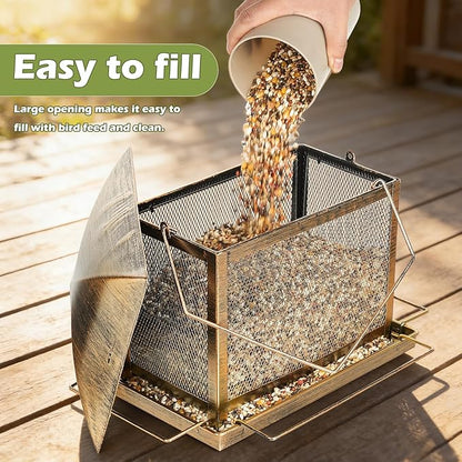 Bird Feeder, Heavy Duty Metal Bird Feeders for Outdoor Hanging, Wild Birdfeeder with Lid Buckle for Garden Yard Outside Backyard, 6LB Large Capacity