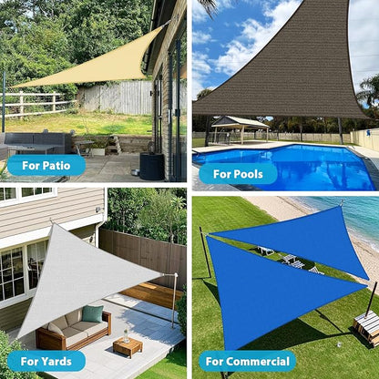 Amagenix Sun Shade Sail 13X13X13 Curved Edge Outdoor Shade Canopy Mocha Breathable 95% UV Block Shade Cloth for Patio Garden Backyard (We Make Custom Size)