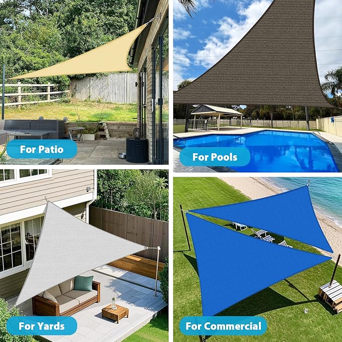 Amagenix Sun Shade Sail 12'X16'X20' Curved Edge Outdoor Shade Canopy Mocha Breathable 95% UV Block Shade Cloth for Patio Garden Backyard (We Make Custom Size)