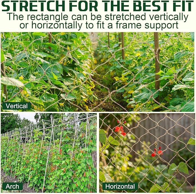 1 Piece 8 ft Jute Net Plant Support Netting Heavy Duty Garden Plant Trellis Netting for Climbing Plants Outdoor Indoor Grow Net for Cucumber Vine Tomatoes Peas Flower Fruits Vegetables