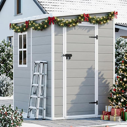 5x4 Shed Resin Outdoor Storage with Floor Included, Waterproof Small Plastic Garden Tool Sheds Cabinet