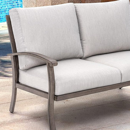 HAPPATIO 4 Piece Aluminum Patio Furniture Set, 4-Person Outdoor Swivel Chairs and Loveseat, All-Weather Outdoor Sectional Sofa with Comfortable Cushions and Coffee Table(Gray)