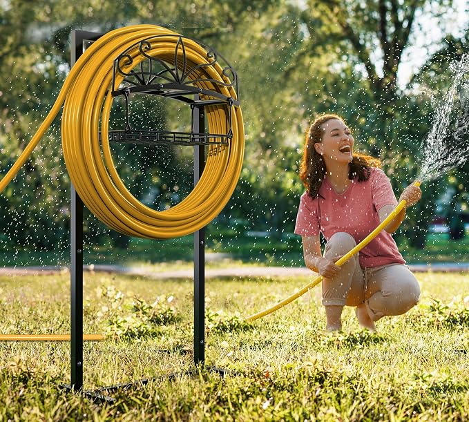 Fire Beauty Garden Hose Holder,Detachable Water Hose Reel Stand,In ground Hose Rack Organizer for Outdoor,Hose Hanger for Lawn Yard