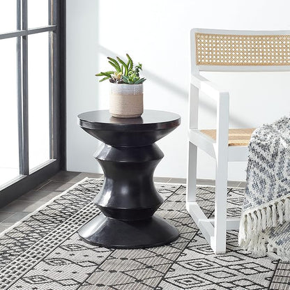 SAFAVIEH Outdoor Collection Katara Modern Black Concrete Accent Table (Fully Assembled) VNN1034C