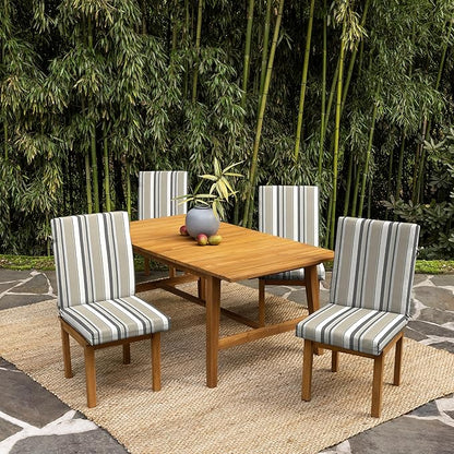 Arden 2-Pack earthFIBER Outdoor Patio Dining Chair Cushion, 20x44, Rain-Proof Seat Pad, Fade-Resistant Outdoor Cushion Taupe Grey Boardwalk Stripe