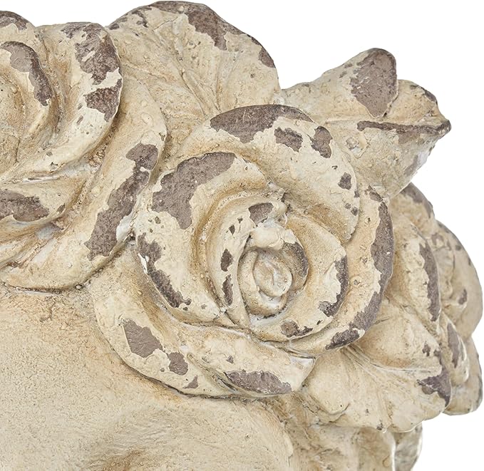 Deco 79 Magnesium Oxide Woman Indoor Outdoor Planter Distressed Antique Greek Bust Large Planter Pot with Floral Accents, Planter 11" x 10" x 22", Cream