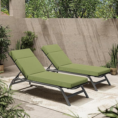 2 Pcs Chaise Lounge Cushions Outdoor, 80" L X 26" W X 4" D Lounge Chair Cushions for Outdoor Furniture, High-Density Foam Patio Chaise Cushion-Waterproof Fade-Resistant ThickPatio lounge chair cushion
