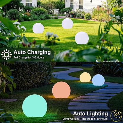 shumi Solar Ball Light-10 Inch LED Outdoor Table Lamp 16 RGB Colors and Dimmable Globe Light with Remote, Decor for Patio, Garden, Yard, Beach, Pathway