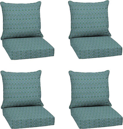 Arden Outdoor Deep Seat Cushion Set (4-Pack), 22 in x 24 in, Weather-Proof, Rain-Proof, Fade Resistant Patio Cushion for Chair, Sofa, and Couch Alana Tile