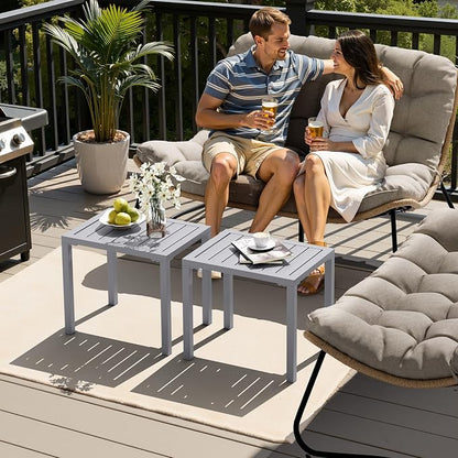 Crestlive Products Outdoor Side Table,Aluminum Rectangular Side/End Table, Small Patio Coffee Bistro Table for Outdoor Indoor