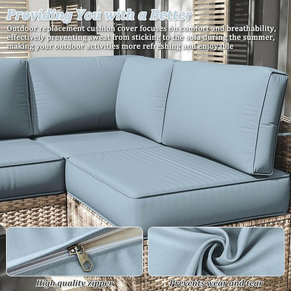 14 Pcs Outdoor Cushion Slipcovers Outdoor Patio Cushion Covers Replacement Waterproof with Zipper for Outdoor Furniture, Patio Sofa Couch 3 Sizes, Covers Only