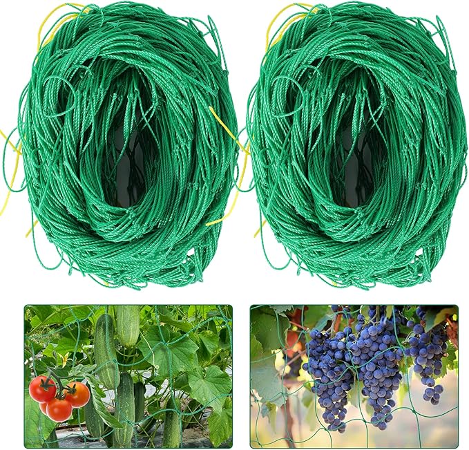 Kikhope Trellis Netting for Climbing Plants, 2 Pack 5.9 ft x 16.4 ft Heavy Duty Garden Trellis Netting for Cucumber, Vine, Tomato, Plants Trellis Net for Climbing Vine Plants Fruits & Vegetables