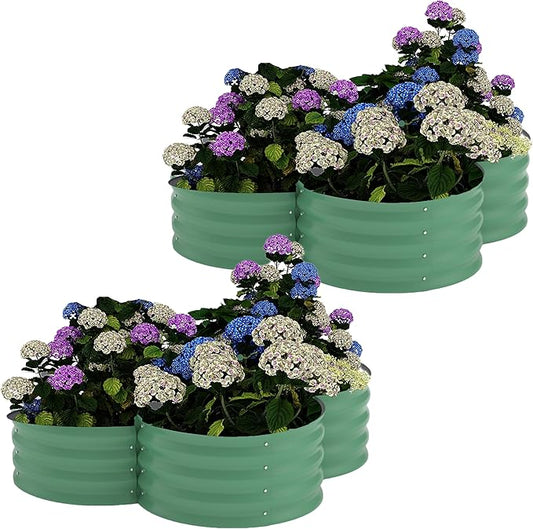 2 Pack Galvanized Raised Garden Bed – 4x4x1 ft Raised Beds-Coated Metal Planter Box with Floral Edge, Easy Assembly Rust-Resistant Outdoor/Indoor Garden Box for Vegetables, Flowers, Herbs, Green