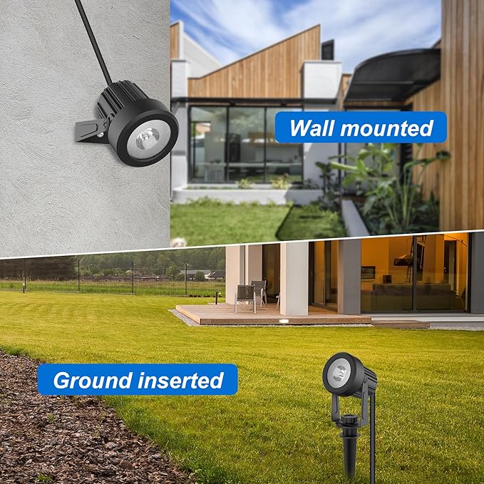 Solar Spot Lights Outdoor, Landscape Spotlights IP65 Waterproof 9.8ft Cable, Dusk to Dawn Solar Uplights for Trees Garden Yard Driveway Porch Walkway Pool (6-in-1, 6000K Cool White)